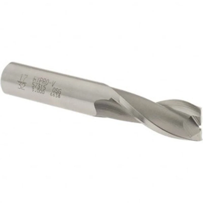 OSG 17/32, 1-1/8 LOC, 1/2 Shank Diam, 3-1/8 OAL, 2 Flute, Vanadium High Speed Steel Square End Mill Single End, Uncoa...